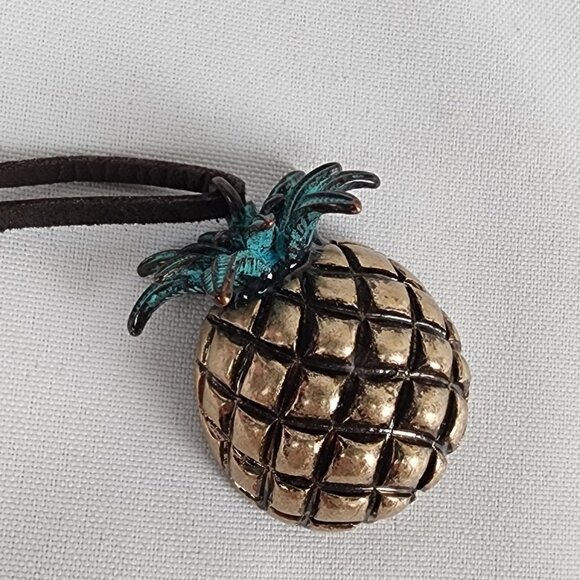 Pineapple Pendant Leather Cord Necklace - Picture 2 of 7